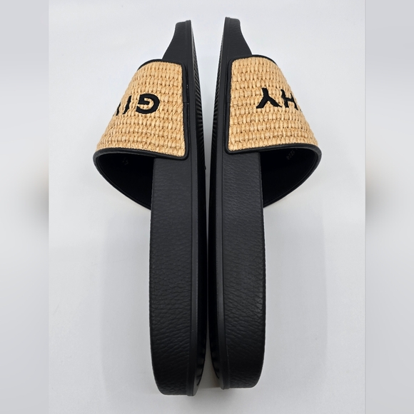 Givenchy Embroidered Logo Raffia Slide Sandals - Picture 9 of 12